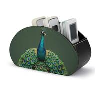 DWVSFJM - Faux Leather Remote Control Storage Box, Peacock Pattern Tassel Storage Box, 5 Compartments Organizer Box, Emotion Control Stand for Living Room