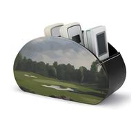 DWVSFJM - Golf Course Remote Control PU Leather Storage Box with 5 Compartments Emotion Control Holder for Living Room Bedroom Office