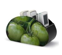 DWVSFJM - Green Tomatoes Picture Remote Control PU Leather Storage Box with 5 Compartments Emotion Control Stand for Living Room Bedroom Office