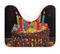 DWVSFJM Happy Birthday Big Cake U-Shaped Toilet Rug 16 X 20 Inches, Absorbent Water Quick Drying Bathroom Rug Non-Slip Easy Clean Floor Mat for Bathtub,Sink