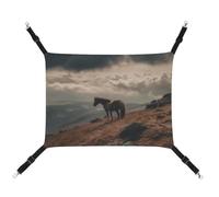 DWVSFJM Horse Grazing on The Mountain Cat Hanging Hammock Adjustable Resting Sleepy Cat Window Pad Pets Hammock Soft Bed for Cats Rabbits Or Other Small Animals
