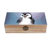 DWVSFJM I Love Penguins Wooden Storage Box With Hinged Lid Vintage Decorative Boxes Jewelry Memory Box Keepsakes Boxes Gift Jewelry Box For Letters, Trinkets,Gifts