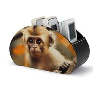 DWVSFJM - Monkey in Tree Remote Control PU Leather Storage Box Organizer Box with 5 Compartments Emotion Control for Living Room Bedroom Office
