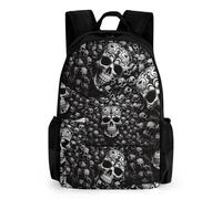 DWVSFJM Multifunctional Printed Travel Backpack for Men And Women Large Capacity Black And White Skulls Camping Carry-On Bag Lightweight And Fashionable Laptop Backpack, Black and White Skulls,
