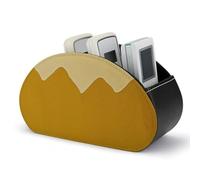 DWVSFJM - Mustard Yellow and Black PU Leather Remote Control Storage Box with 5 Compartments Emotion Control Stand for Living Room Bedroom Office