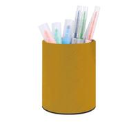 DWVSFJM Mustard Yellow And Black Pu Waterproof Pencil Holder For Desk Organizer, Makeup Brush Holder Home Decor And Stationary Supplies Pencil Cup For Office