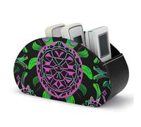 DWVSFJM - Psychedelic Sea Turtle Remote Control PU Leather Storage Box with 5 Compartments Emotion Control Stand for Living Room Bedroom Office