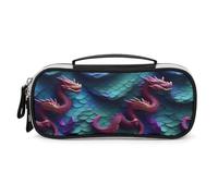 DWVSFJM Pu Leather Pencil Case Waterproof Portable Makeup Bag With Zipper 3D Magical Dragon Scales Pencil Pouch For Office Supplies Makeup Bag