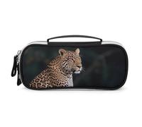 DWVSFJM Pu Leather Pencil Case Waterproof Portable Makeup Bag With Zipper African Leopard on Rock Pencil Pouch For Office Supplies Makeup Bag