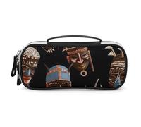 DWVSFJM Pu Leather Pencil Case Waterproof Portable Makeup Bag With Zipper African Ritual Ethnic Tribal Pencil Pouch For Office Supplies Makeup Bag