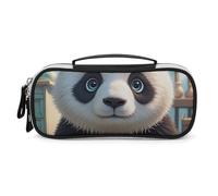 DWVSFJM Pu Leather Pencil Case Waterproof Portable Makeup Bag With Zipper Anime Panda Face Pencil Pouch For Office Supplies Makeup Bag
