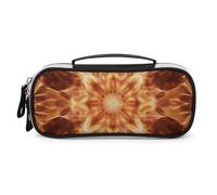 DWVSFJM Pu Leather Pencil Case Waterproof Portable Makeup Bag With Zipper Beautiful Flame Pattern Pencil Pouch For Office Supplies Makeup Bag