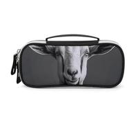 DWVSFJM Pu Leather Pencil Case Waterproof Portable Makeup Bag With Zipper Black And White Goat Pencil Pouch For Office Supplies Makeup Bag