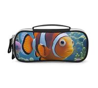 DWVSFJM Pu Leather Pencil Case Waterproof Portable Makeup Bag With Zipper Cartoon Clown Fish Pencil Pouch For Office Supplies Makeup Bag