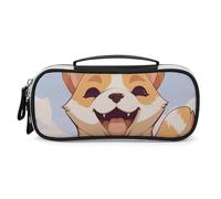 DWVSFJM Pu Leather Pencil Case Waterproof Portable Makeup Bag With Zipper Cartoon Shiba Inu Dog Pencil Pouch For Office Supplies Makeup Bag