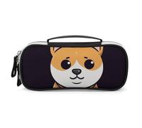 DWVSFJM Pu Leather Pencil Case Waterproof Portable Makeup Bag With Zipper Cartoon Shiba Inu Pencil Pouch For Office Supplies Makeup Bag