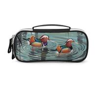 DWVSFJM Pu Leather Pencil Case Waterproof Portable Makeup Bag With Zipper Chinese Style Mandarin Ducks Pencil Pouch For Office Supplies Makeup Bag