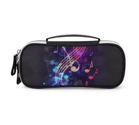 DWVSFJM Pu Leather Pencil Case Waterproof Portable Makeup Bag With Zipper Colorful Galaxy Music Note Pencil Pouch For Office Supplies Makeup Bag