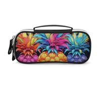 DWVSFJM Pu Leather Pencil Case Waterproof Portable Makeup Bag With Zipper Colorful Pineapple Pencil Pouch For Office Supplies Makeup Bag
