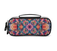 DWVSFJM Pu Leather Pencil Case Waterproof Portable Makeup Bag With Zipper Colorful Symmetrical Pattern Pencil Pouch For Office Supplies Makeup Bag