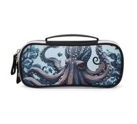 DWVSFJM Pu Leather Pencil Case Waterproof Portable Makeup Bag With Zipper Cool Octopus Pencil Pouch For Office Supplies Makeup Bag