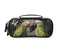 DWVSFJM Pu Leather Pencil Case Waterproof Portable Makeup Bag With Zipper Couple Parrots Olive Pencil Pouch For Office Supplies Makeup Bag