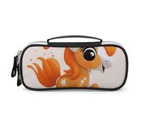 DWVSFJM Pu Leather Pencil Case Waterproof Portable Makeup Bag With Zipper Cute Orange Pony Pencil Pouch For Office Supplies Makeup Bag