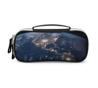 DWVSFJM Pu Leather Pencil Case Waterproof Portable Makeup Bag With Zipper Earth from The Outer Space Pencil Pouch For Office Supplies Makeup Bag