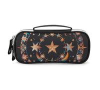 DWVSFJM Pu Leather Pencil Case Waterproof Portable Makeup Bag With Zipper Gorgeous Stars And Moon Pencil Pouch For Office Supplies Makeup Bag