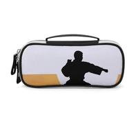 DWVSFJM Pu Leather Pencil Case Waterproof Portable Makeup Bag With Zipper Karate Silhouette Pencil Pouch For Office Supplies Makeup Bag
