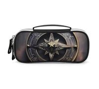 DWVSFJM Pu Leather Pencil Case Waterproof Portable Makeup Bag With Zipper Magical Design Norse Runes Compass Pencil Pouch For Office Supplies Makeup Bag