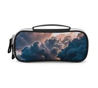DWVSFJM Pu Leather Pencil Case Waterproof Portable Makeup Bag With Zipper Magnificent Rainstorm Cloud Pencil Pouch For Office Supplies Makeup Bag