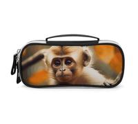 DWVSFJM Pu Leather Pencil Case Waterproof Portable Makeup Bag With Zipper Monkey on Tree Pencil Pouch For Office Supplies Makeup Bag