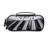 DWVSFJM Pu Leather Pencil Case Waterproof Portable Makeup Bag With Zipper Piano Music Symbol Pencil Pouch For Office Supplies Makeup Bag