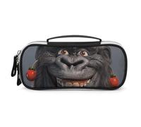 DWVSFJM Pu Leather Pencil Case Waterproof Portable Makeup Bag With Zipper Smiling Gorilla Photo Pencil Pouch For Office Supplies Makeup Bag
