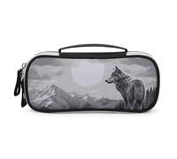 DWVSFJM Pu Leather Pencil Case Waterproof Portable Makeup Bag With Zipper Snow Mountain Lone Wolf Pencil Pouch For Office Supplies Makeup Bag