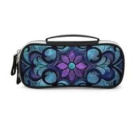 DWVSFJM Pu Leather Pencil Case Waterproof Portable Makeup Bag With Zipper Stained Glass Pattern Pencil Pouch For Office Supplies Makeup Bag