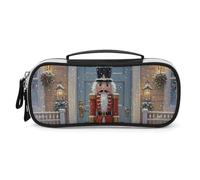 DWVSFJM Pu Leather Pencil Case Waterproof Portable Makeup Bag With Zipper Vintage Nutcracker Pencil Pouch For Office Supplies Makeup Bag