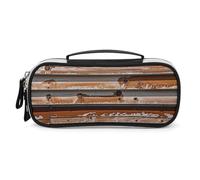 DWVSFJM Pu Leather Pencil Case Waterproof Portable Makeup Bag With Zipper Wooden Board Arrangement Pencil Pouch For Office Supplies Makeup Bag