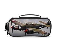 DWVSFJM Pu Leather Pencil Case Waterproof Portable Makeup Bag With Zipper World War 2 Aircraft Airplane Pencil Pouch For Office Supplies Makeup Bag