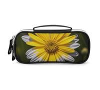 DWVSFJM Pu Leather Pencil Case Waterproof Portable Makeup Bag With Zipper Yellow Gray Flower Pencil Pouch For Office Supplies Makeup Bag