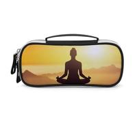 DWVSFJM Pu Leather Pencil Case Waterproof Portable Makeup Bag With Zipper Yoga Meditation Pencil Pouch For Office Supplies Makeup Bag