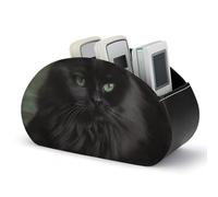 DWVSFJM Pu Leather Remote Control Storage Box, Cat Lying on Blanket Remote Control Organizer Box With 5 Compartments Emote Control Holder For Living Room Bedroom Office