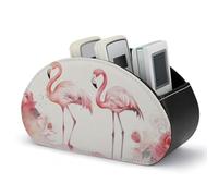 DWVSFJM Pu Leather Remote Control Storage Box, Flamingos Remote Control Organizer Box With 5 Compartments Emote Control Holder For Living Room Bedroom Office