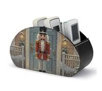 DWVSFJM Pu Leather Remote Control Storage Box, Vintage Nutcracker Remote Control Organizer Box With 5 Compartments Emote Control Holder For Living Room Bedroom Office