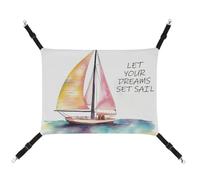 DWVSFJM Quotes Let Your Dreams Set Sail Cat Hammock Pet Cage Hammock Soft Pet Hanging Bed with Adjustable Straps and Metal Hooks Pattern Warm Hanging Pet Mats for Cats Small Dogs Rabbits