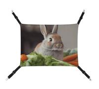 DWVSFJM Rabbit is Eating Vegetables Cat Hammock Pet Cage Hammock Soft Pet Hanging Bed with Adjustable Straps and Metal Hooks Pattern Warm Hanging Pet Mats for Cats Small Dogs Rabbits