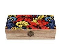 DWVSFJM Red And Yellow Style Wooden Storage Box With Hinged Lid Vintage Decorative Boxes Jewelry Memory Box Keepsakes Boxes Gift Jewelry Box For Letters, Trinkets,Gifts