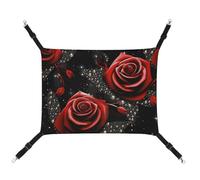 DWVSFJM Red Roses and Stars Cat Hanging Hammock Adjustable Resting Sleepy Cat Window Pad Pets Hammock Soft Bed for Cats Rabbits Or Other Small Animals