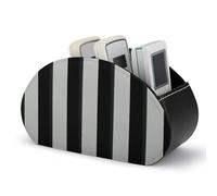 DWVSFJM - Remote Control Storage Box PU Leather Black and White Stripe Design with 5 Compartments Emotion Control Stand for Living Room Bedroom Office